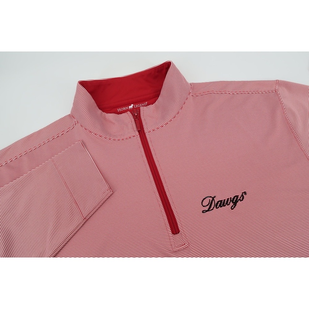 Horn Legend Georgia Bulldogs 1/4 Zip Pullover Mens Large Red Striped Dawgs RARE